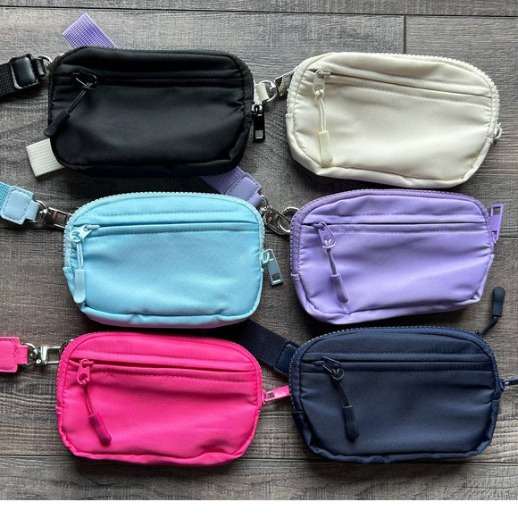 Nylon ID Pouch Wallet with Wristlet Strap Sky Blue - Picture 3 of 6